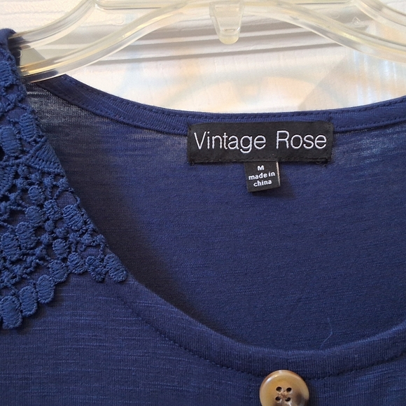 Vintage Rose, NWT, Medium, Woman's Navy Blue Lace Top - Picture 3 of 8